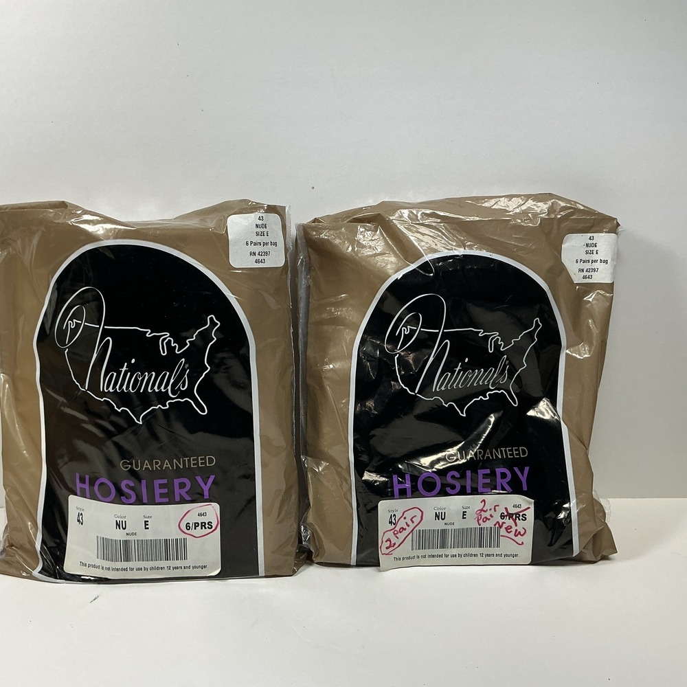 Vintage National's Brand Hosiery 8 Pairs Nylons/Pantyhose Natural Beige Sz E 43